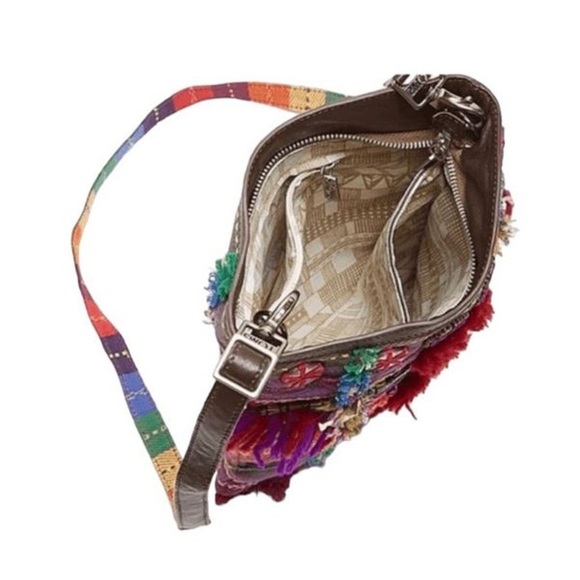 TOMS women’s Crossbody Bag Rainbow Summit Stripe Embellished Boho Tassel Artisan - Picture 4 of 16